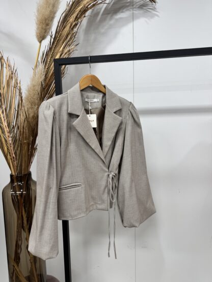 Trust Linnen Blazer Met Pofmouw Taupe